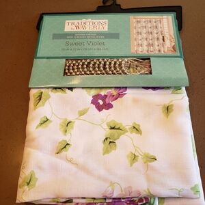 White With Purple Violets Shower Curtain